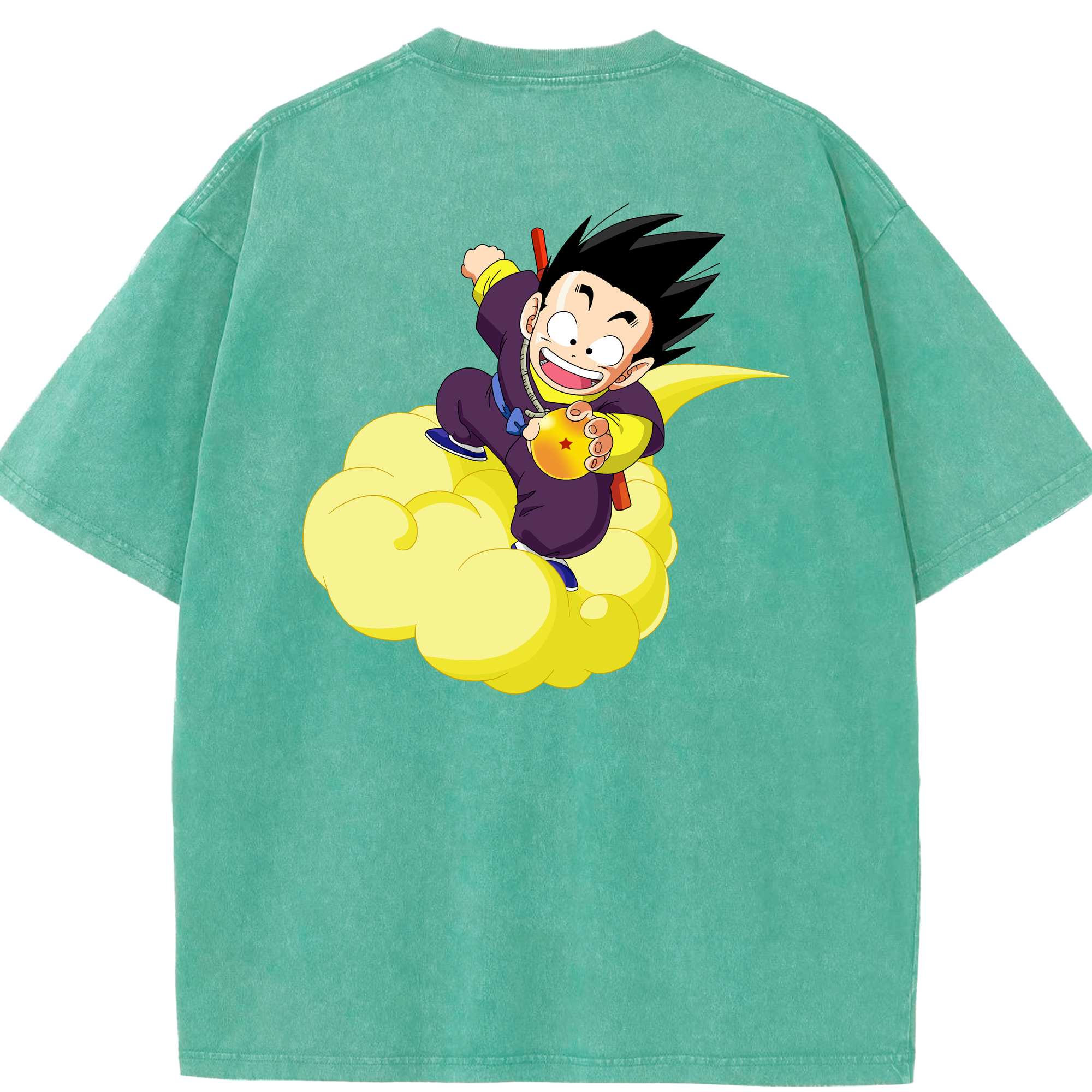 （画像用） ドラゴンボール 孫悟空（そん ごくう）Son Goku カカロット DRAGON BALL Kakarotto 綿100% ヴィンテージ風 半袖Tシャツ（背面プリント）